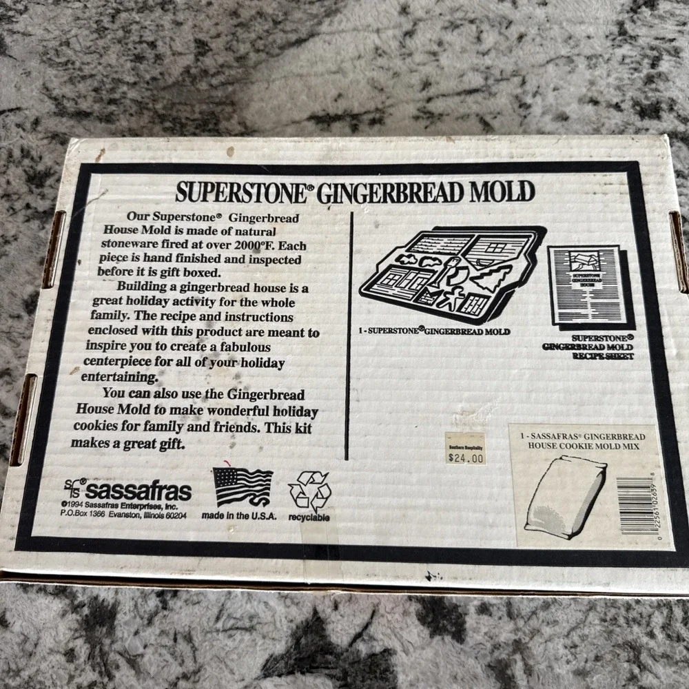 Vintage 1994 SUPERSTONE GINGERBREAD MOLD KIT MADE BY SASSAFRAS IN USA New in Box